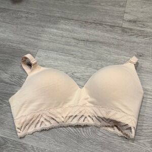 Paramour Comfort Lace Trim Wireless Bralette Beige Size L Style 225085